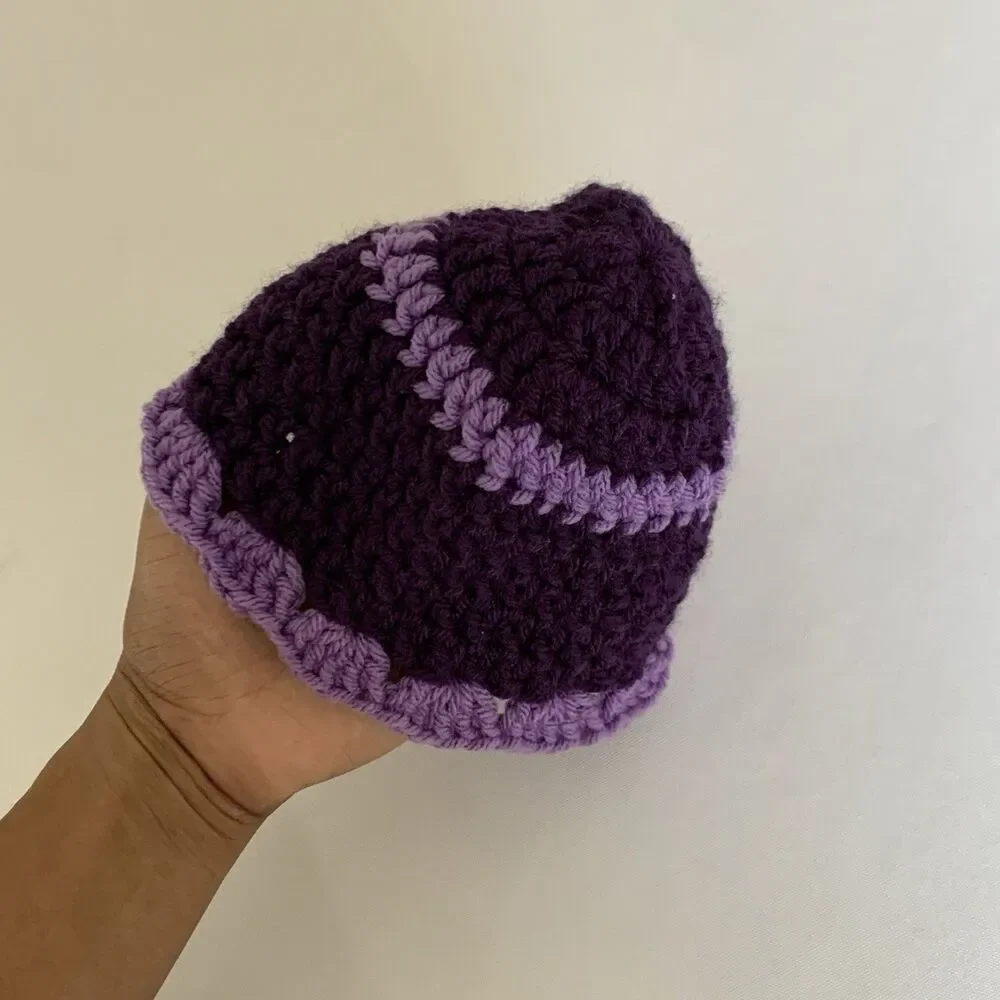 Handmade‎ Crochet Baby Hat Purple Lavender Soft Knit Infant Beanie Newborn Gift